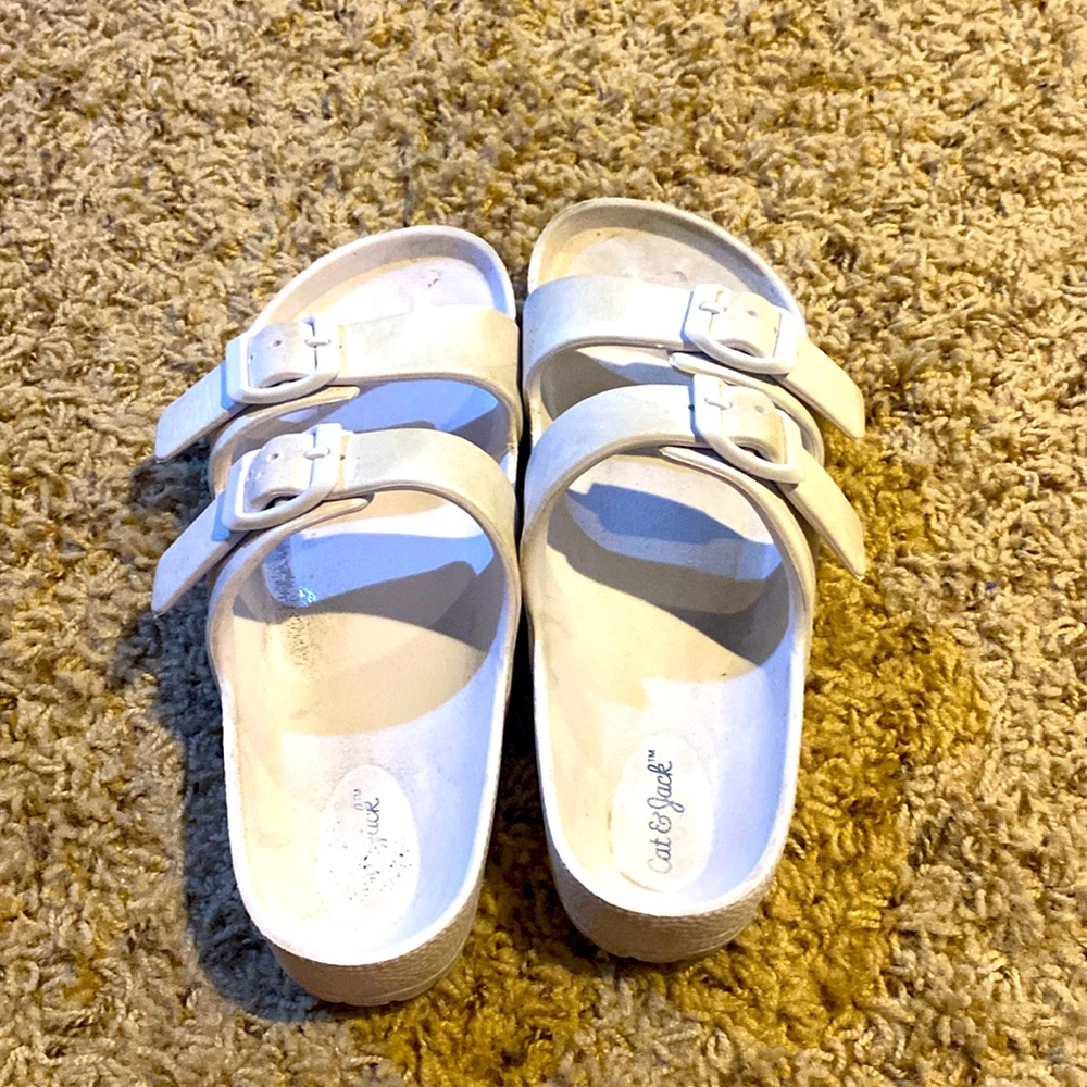 Shiny White cat and jack sandals